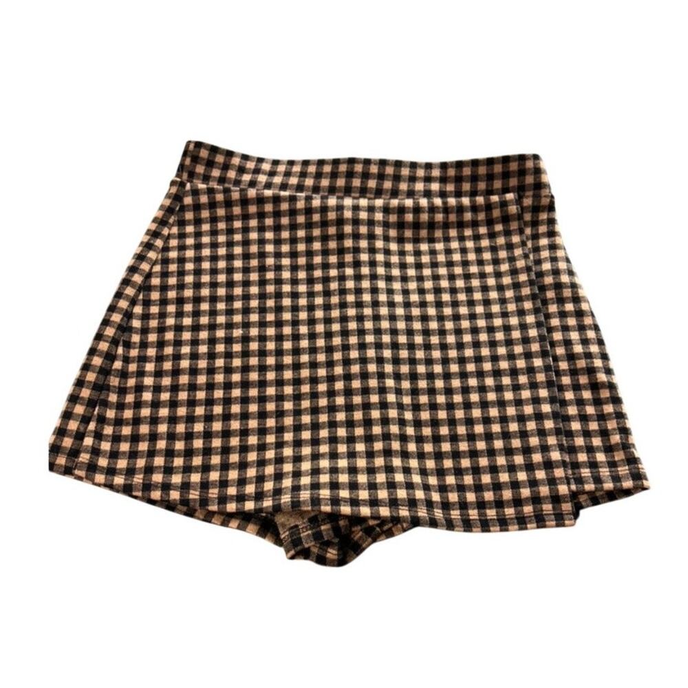 Womens Story On Size Small Plaid Brown and Blue Skort